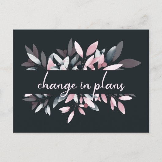Roze Navy Elegant Zachte Waterverf Verandering in  Aankondigingskaart (Voorkant)