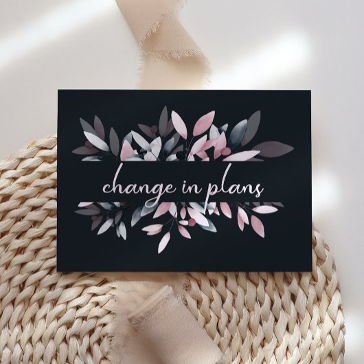 Roze Navy Elegant Zachte Waterverf Verandering in Aankondigingskaart