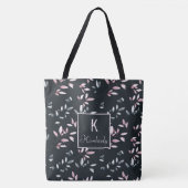 Roze Navy Elegante Trendy Initiële Naam Monogram Tote Bag (Voorkant)