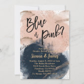 Roze & Navy Geslacht onthullen, Waterverf, goud Kaart (Voorkant)