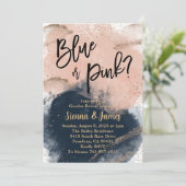 Roze & Navy Geslacht onthullen, Waterverf, goud Kaart (Staand voorkant)