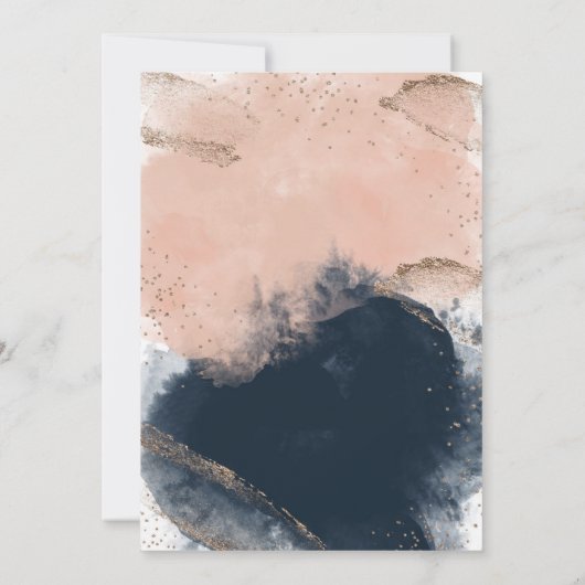 Roze & Navy Geslacht onthullen, Waterverf, goud Kaart (Achterkant)