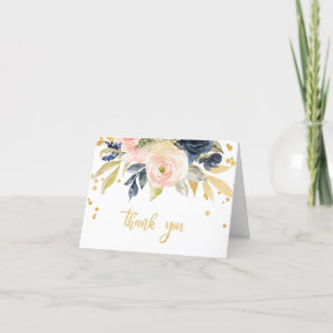 Roze, Navy & Goud Bedankkaart