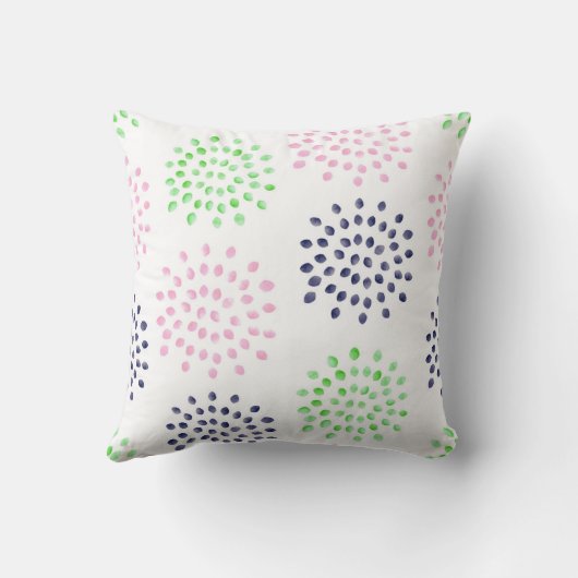 Roze Navy Groen Bloem Patroon Waterverf Monogram Kussen (Achterkant)