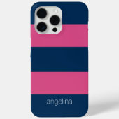 Roze Navy Modern Striped Pattern met aangepaste na Case-Mate iPhone Case (Achterkant)