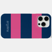 Roze Navy Modern Striped Pattern met aangepaste na Case-Mate iPhone Case (Achterkant (horizontaal))
