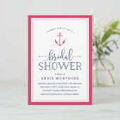 Roze & Navy Nautical Bridal Shower Kaart (Staand voorkant)