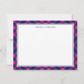 Roze & Navy Plaid Gepersonaliseerde briefpapier Notitiekaartje (Voorkant)
