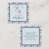 Roze & Navy Schattigee olifant Baby shower Dank u Notitiekaartje (Voorkant / Achterkant)
