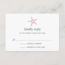 Roze & Navy Starfish RSVP-kaart RSVP Kaartje