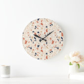 Roze Navy Terrazzo Effect Grote Klok (Huis)
