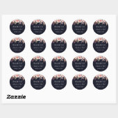 Roze Navy Waterverf Pioenrozen Bruiloft Dank u Ronde Sticker (Vel)