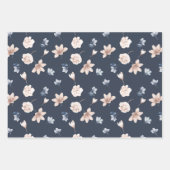 Roze Navyblauw Bloemig Verjaardag Baby Shower Inpakpapier Vel (Voorkant 2)