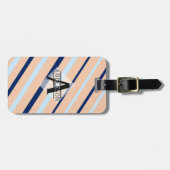 Roze Navyblauw Monogram Bagagelabel (Voorkant horizontaal)