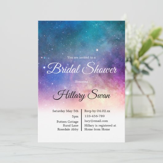 Roze Nebula Bridal Shower Kaart (Staand voorkant)