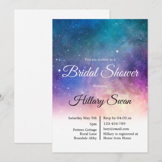 Roze Nebula Bridal Shower Kaart (Voorkant / Achterkant)