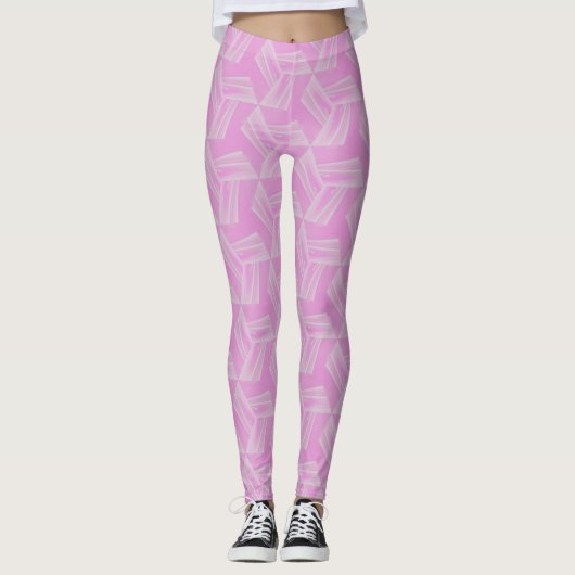Roze Nebula Dromerige Stroom Naadloos Patroon Leggings (Voorkant)