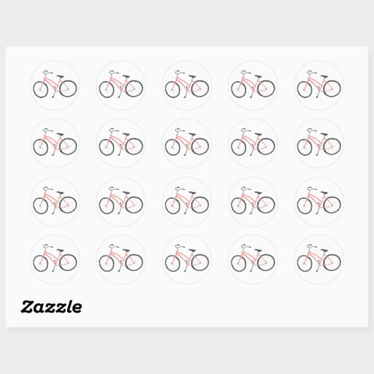 Roze Nederlandse fiets Ronde Sticker (Vel)