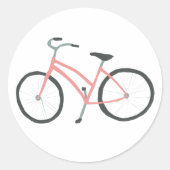 Roze Nederlandse fiets Ronde Sticker (Voorkant)
