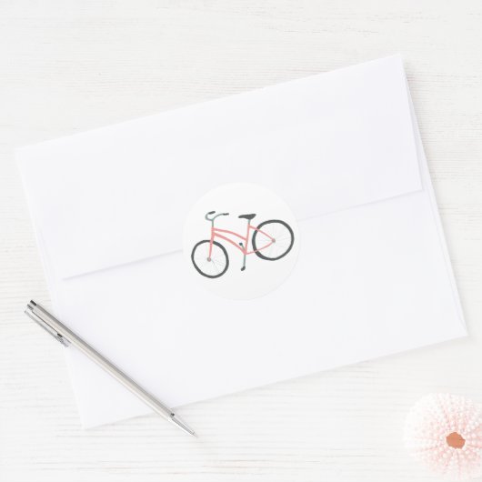Roze Nederlandse fiets Ronde Sticker (Envelop)