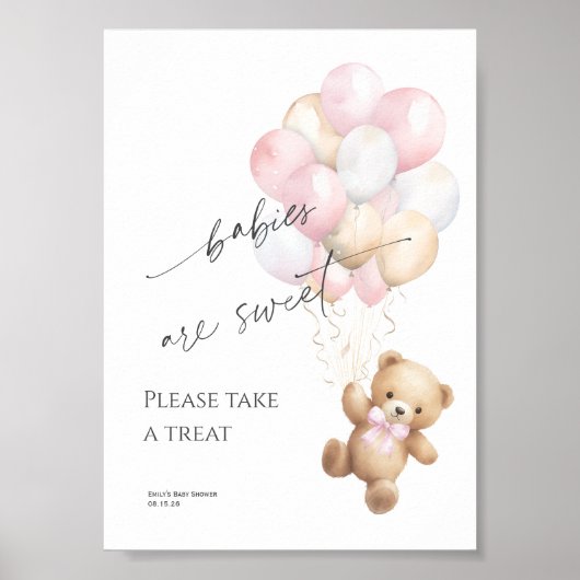 roze Neem een Treat Meisje Douche Barly wacht Them Poster (Voorkant)