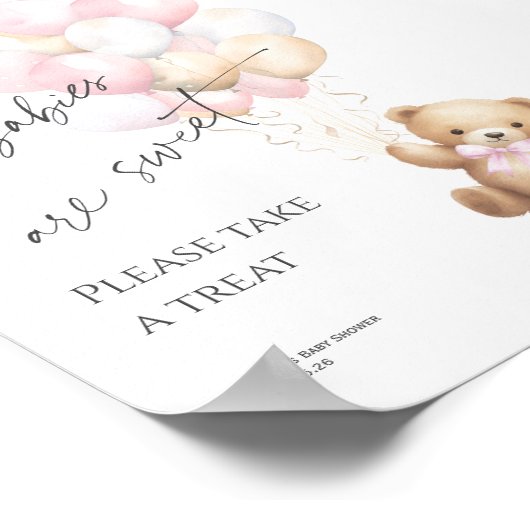 roze Neem een Treat Meisje Douche Barly wacht Them Poster (Hoek)