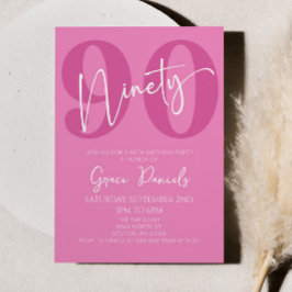 Roze negentig 90e negentigste verjaardagsfeestje kaart