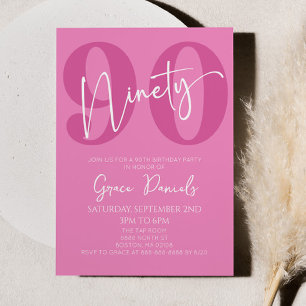Roze negentig 90e negentigste verjaardagsfeestje kaart