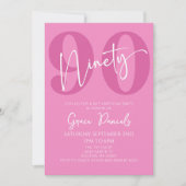 Roze negentig 90e negentigste verjaardagsfeestje kaart (Voorkant)