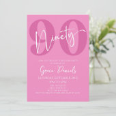 Roze negentig 90e negentigste verjaardagsfeestje kaart (Staand voorkant)