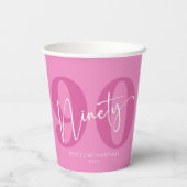 Roze negentig 90e negentigste verjaardagsfeestje papieren bekers (Achterkant)