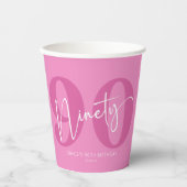 Roze negentig 90e negentigste verjaardagsfeestje papieren bekers (Voorkant)