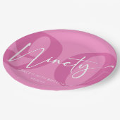 Roze negentig 90e negentigste verjaardagsfeestje papieren bordje (Gekanteld)