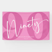 Roze negentig 90e negentigste verjaardagsfeestje spandoek (Horizontaal)