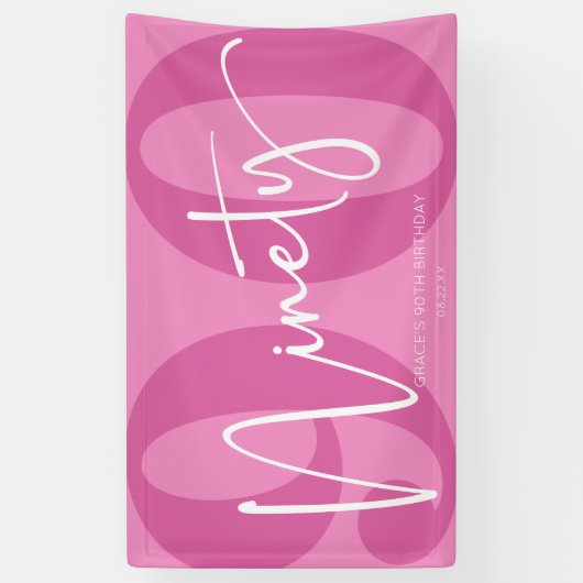 Roze negentig 90e negentigste verjaardagsfeestje spandoek (Verticaal)