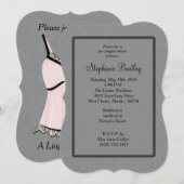 Roze Negligee Lingerie Shower Invitation Kaart (Voorkant / Achterkant)