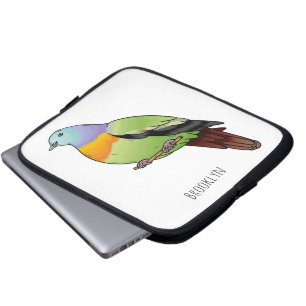 Roze-nekkige groene duivenvogel cartoon afbeelding laptop sleeve