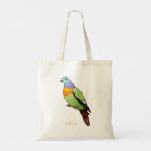 Roze-nekkige groene duivenvogel cartoon afbeelding tote bag (Achterkant)