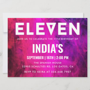 Roze Neon 11e verjaardag Kaart