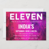 Roze Neon 11e verjaardag Kaart (Voorkant)