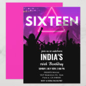 Roze Neon 16e verjaardag Party uitnodiging (Voorkant / Achterkant)