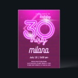 Roze Neon 30th Birthday Party Invitation Kaart<br><div class="desc">Roze Neon 30th Birthday Party Invitation Kaart maakt deel uit van het Neon Birthday Party collectie. Dit product heeft neontekens,  roze achtergrond. Gedaan meestal in roze en witte kleuren met decoratieve lettertypen. Bekijk meer overeenkomende producten in onze winkel.</div>