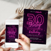 Roze Neon 30th Birthday Party Laten we gloed gek w Kaart