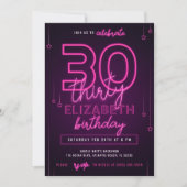 Roze Neon 30th Birthday Party Laten we gloed gek w Kaart (Voorkant)