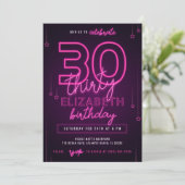 Roze Neon 30th Birthday Party Laten we gloed gek w Kaart (Staand voorkant)