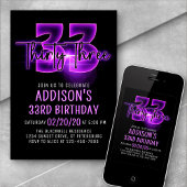 Roze Neon 33e verjaardag uitnodiging