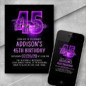 Roze Neon 45e verjaardag uitnodiging