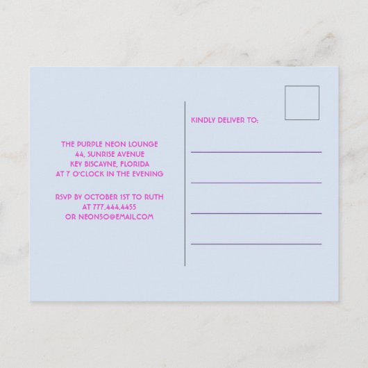 Roze Neon 50 en Fabulous 50e verjaardag Uitnodiging Briefkaart (Achterkant)
