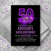 Roze Neon 50ste verjaardag uitnodiging