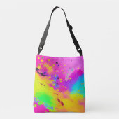 Roze Neon Abstracte Verfspatten Crossbody Tas (Achterkant)